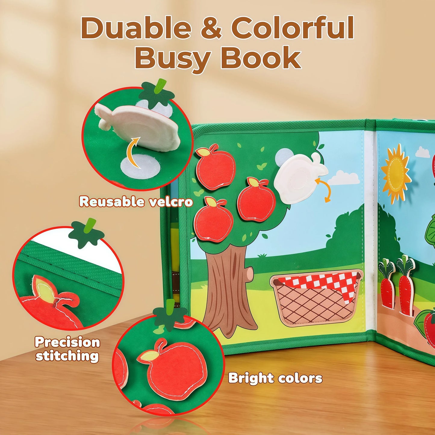 Quiet Busy Book - Farm Animal Activity Toy with Storytelling for Toddlers, Early Learning Fine Motor Skills