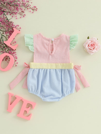 Baby Girl "Jesus Loves Me" Romper Ruffle Sleeveless Newborn Outfit