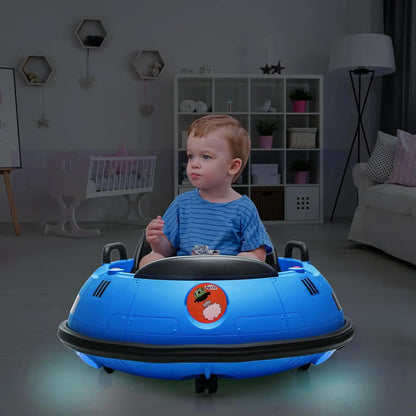 12V Kids Bumper Car with Remote Control,360° Spin,LED Lights,Safety Belt & Music,Electric Ride On Toy for Toddlers 18+ Months