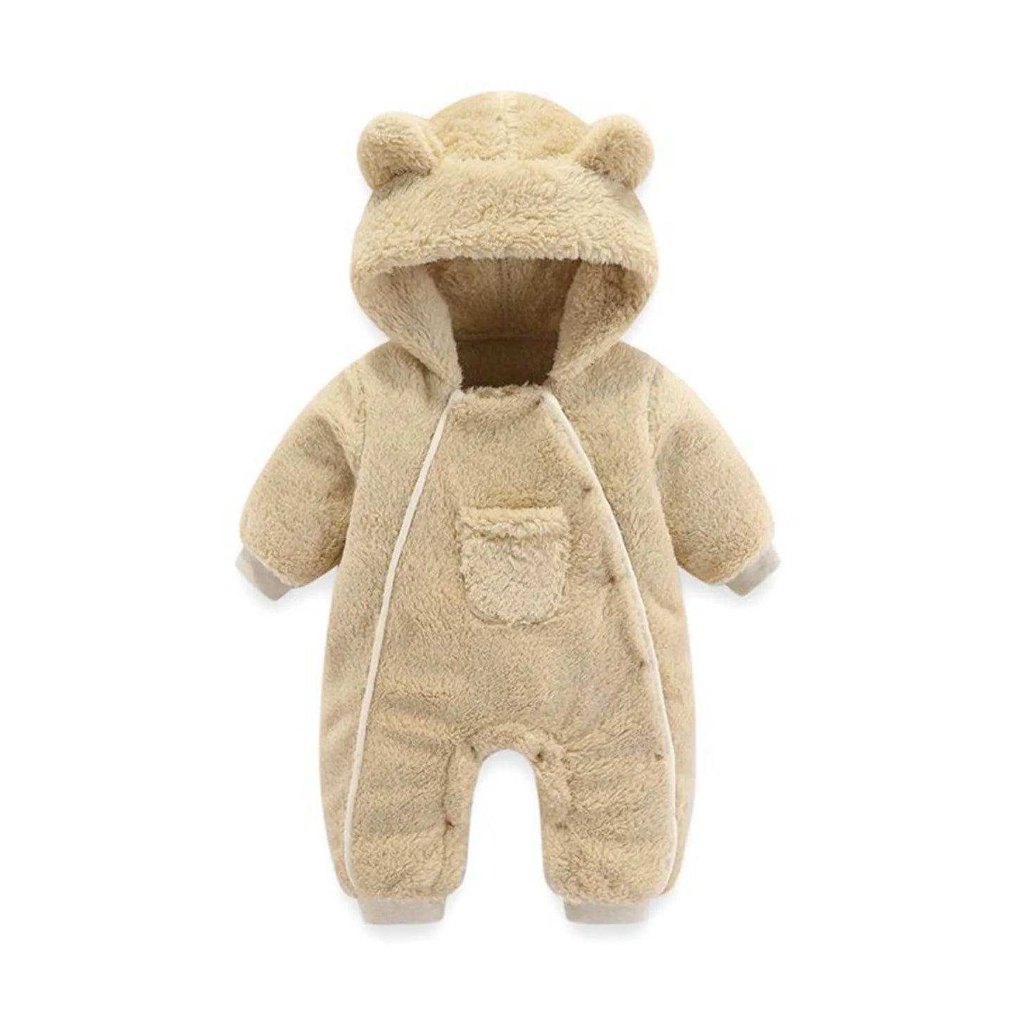 Baby Bear Hooded Romper Fleece Jumpsuit Winter Coat
