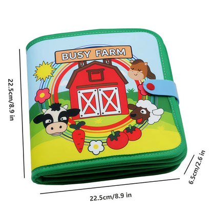 Quiet Busy Book - Farm Animal Activity Toy with Storytelling for Toddlers, Early Learning Fine Motor Skills
