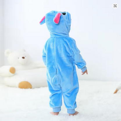 Baby Rompers Blue Alien Stitch-ed Cosplay One-Pieces Hooded Jumpsuits Jumpers