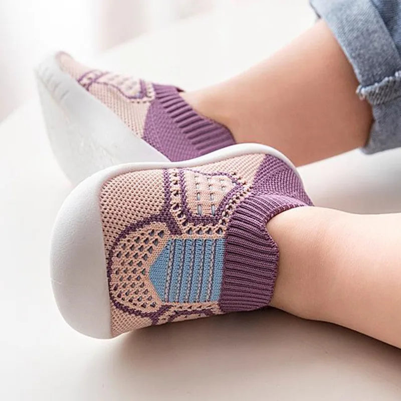 PROSPERBABY Anti-Slip Shoes Breathable Crib Floor Socks with Rubber Sole for ChildrenGirlsBoys Mesh Shoes Soft Bottom Slippers