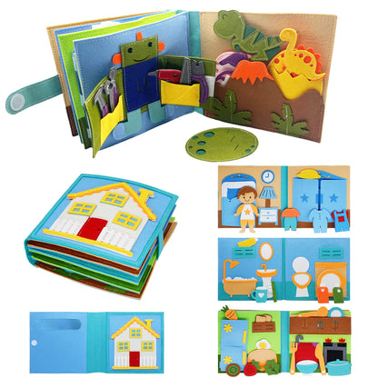 Toddlers Toy Busy Book 3D Baby Story Cloth Activities Felt Quite Book Board Preschool Learning Education Travel Toys