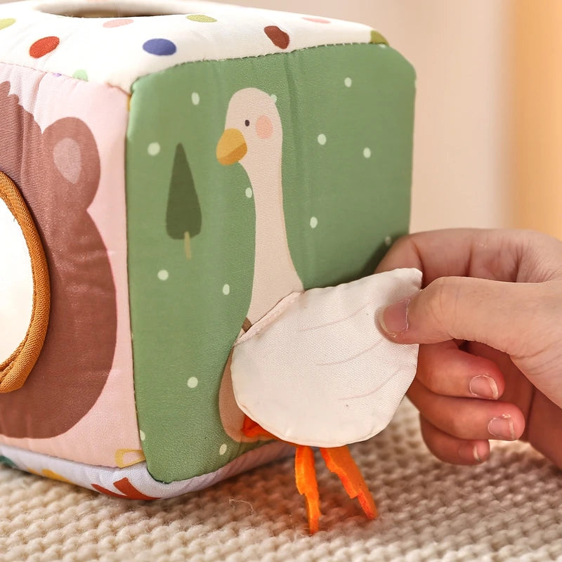 Toys Magic Cotton Animal Tissue Box Kids Finger Exercise Cloth Busy Box Toys Baby Educational Activity Sensory