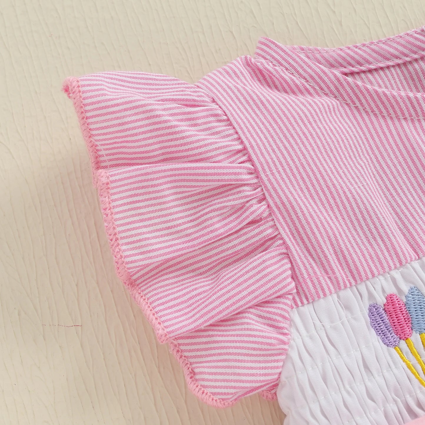 PROSPERBABY Girl Letter Embroidery Romper Sweet Fly Sleeve Birthday Bodysuits Children Cotton Lovely Jumpsuits Clothes