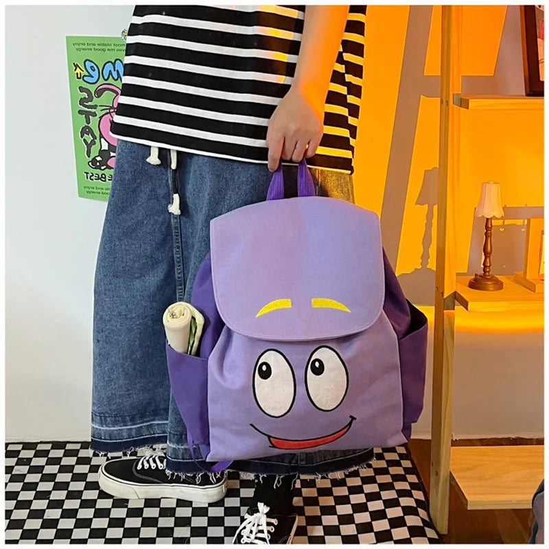 Dora The Explorer Backpack Cartoon Map Large Capacity Messenger Bag