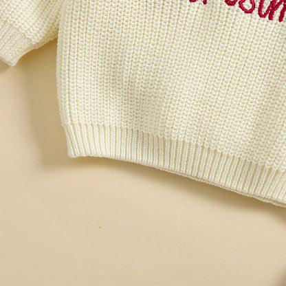 Baby My First Christmas Sweaters Letter Embroidered Knitted Pullover