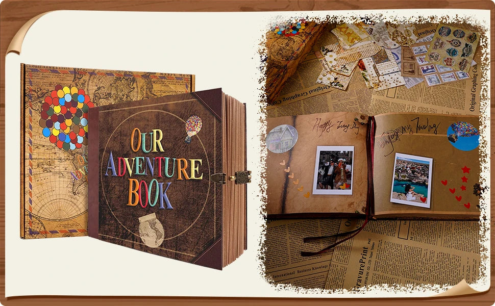 Our Adventure Book 146 Page Diy Handmade Photo Album Scrapbook Retro Kraft Album Anniversary Wedding Memory Valentine's Day Gift