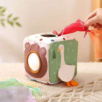 Toys Magic Cotton Animal Tissue Box Kids Finger Exercise Cloth Busy Box Toys Baby Educational Activity Sensory