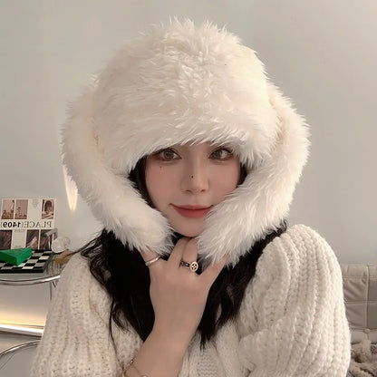 Fuzzy Bunny Hat Warm and cold resistant plush, sweet and versatile ear protection
