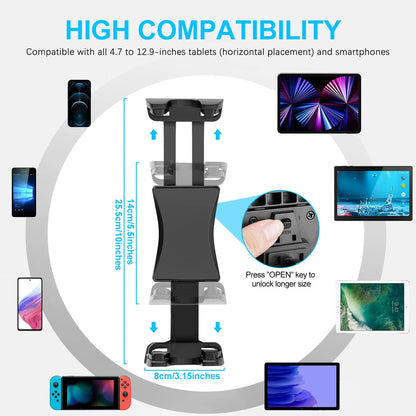 Portable Foldable Airplane Phone Holder Tablet Mount for Car Travel Desk Edge 360° Degree Rotation Adjustable HandsFree Stand