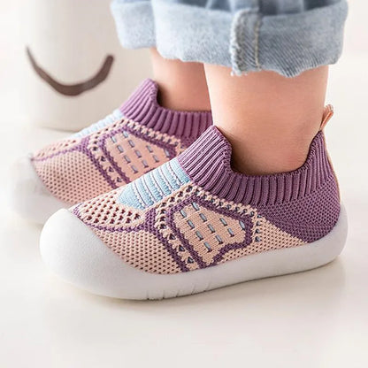 PROSPERBABY Anti-Slip Shoes Breathable Crib Floor Socks with Rubber Sole for ChildrenGirlsBoys Mesh Shoes Soft Bottom Slippers