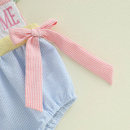 Baby Girl "Jesus Loves Me" Romper Ruffle Sleeveless Newborn Outfit
