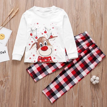 Family Matching Christmas Pajamas Sets Deer Print Tops+Pants Xmas Sleepwear Baby