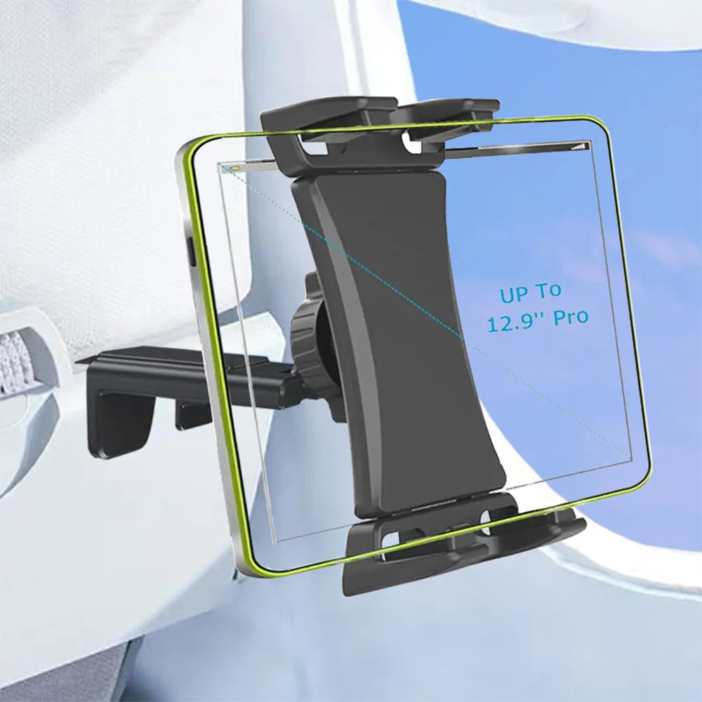 Portable Foldable Airplane Phone Holder Tablet Mount for Car Travel Desk Edge 360° Degree Rotation Adjustable HandsFree Stand