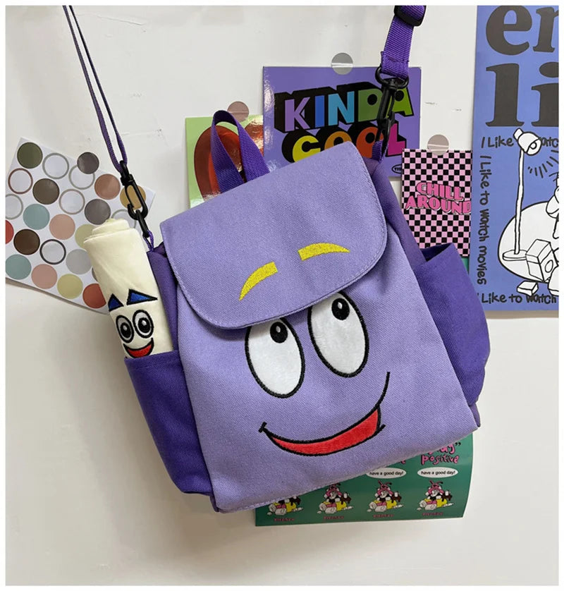 Dora The Explorer Backpack Cartoon Map Large Capacity Messenger Bag