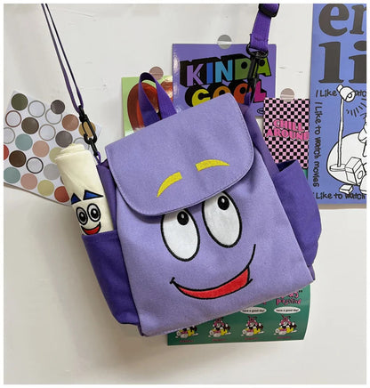 Dora The Explorer Backpack Cartoon Map Large Capacity Messenger Bag