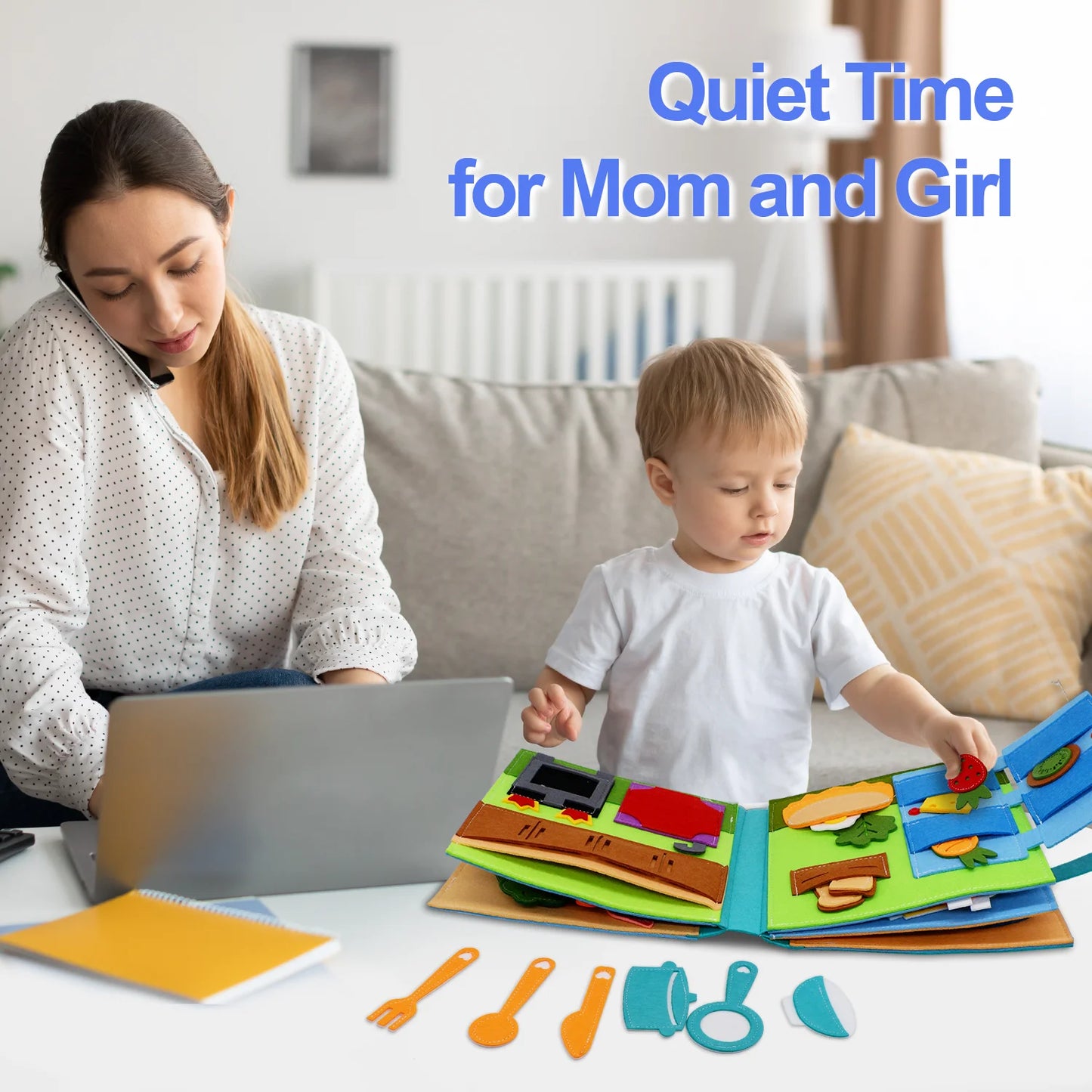 Toddlers Toy Busy Book 3D Baby Story Cloth Activities Felt Quite Book Board Preschool Learning Education Travel Toys