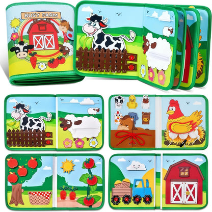 Quiet Busy Book - Farm Animal Activity Toy with Storytelling for Toddlers, Early Learning Fine Motor Skills
