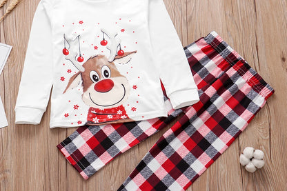 Family Matching Christmas Pajamas Sets Deer Print Tops+Pants Xmas Sleepwear Baby