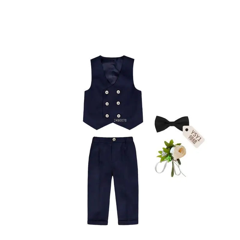 BoysSuit For Wedding BabyKids Photograph Suit ChildrenFormal Ceremony Tuxedo Dress Party Performance Costume