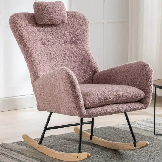 Soft Teddy Fabric Rocking Chair For Nursery