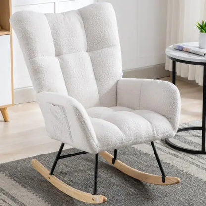 Soft Teddy Fabric Rocking Chair For Nursery